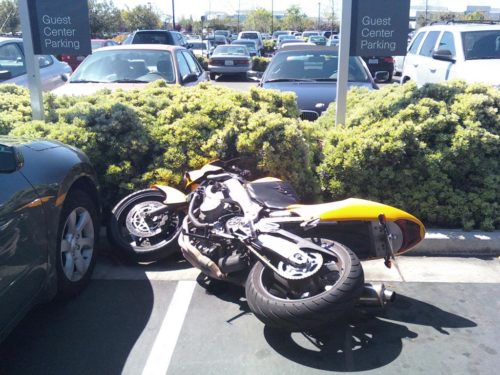 Motorcycle Knocked Over Butt Out Parking 